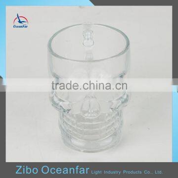 Hot Sale Clear Skull Shape Glass Mason Jar Cheap Juice Drinking Jar