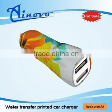mini usb car charger 5v 2a water transfer printed car charger,for smartphone car charger high quality