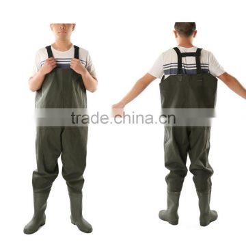 scrape resistant workers water proof labour protection appliance in deep water durable waterproof pvc chest high waders suit