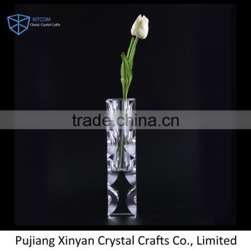 Factory supplier newest clear carved crystal glass flower vase