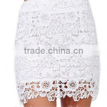 Women's white short floral crochet bodycon lace Skirt