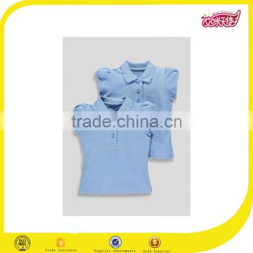 2016 Wholesale OEM girls embroided school uniform short sleeve polo shirts for 3-13yrs girls