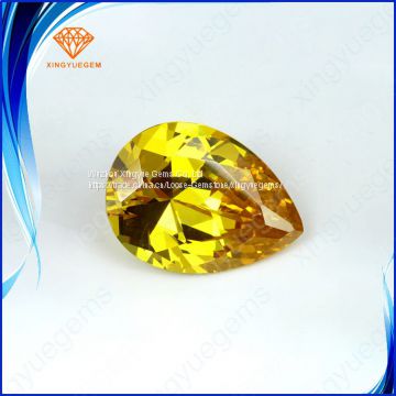 Wuzhou wholesale cubic zirconia, excellent pear cut cubic zirconia stones,yellow diamond color cz stone