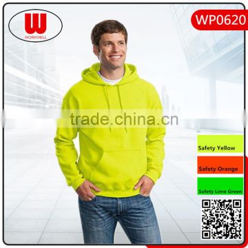 Hooded pullover sweatshirt safety green