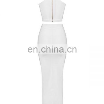 Fashion high quality white strapless tops with long merdaid skirt for evening dress