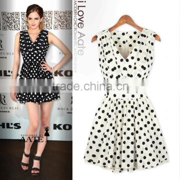 SUMMER HOT SALES SLIM EVENING DRESS DOT STAMP SLEEVELESS CHIFFON PROM PARTY COCKTAIL