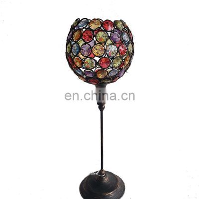 Metal &Acrylic Beads Candle Holder Moroccan Tea light Candle Holder Led Stand Home Decoration