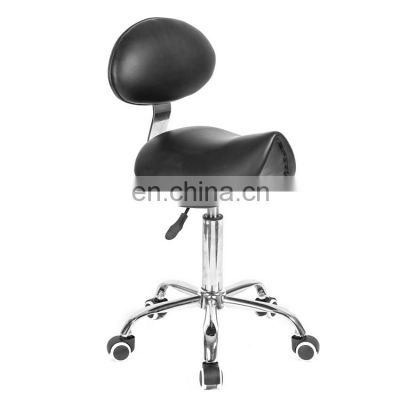 Saddle shape stool with backrest Black PU Leather Chair Dental Saddle