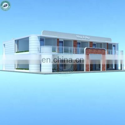 2 Storey Steel Structure Prefab Shop Building Commercial Shop Center Prefabricated Shopping Mall Plaza
