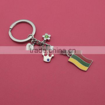 Custom metal souvenir national flag keychain Fashion zinc alloy rhinestone crown keychain 2014 Hot Sale alloy crown keychain