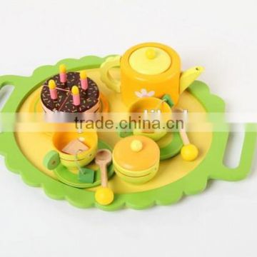 Happy birthday cake toy,wooden tea play set kitchen toys