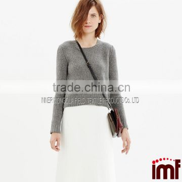 2015Winter Ribbed Scoop Neck Cashmere Sweater