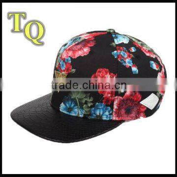 fashion snakeskin brim floral printing snapback hats