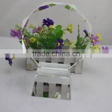 2016 hot seller factory directly sale octagonal round design Crystal blank cube with base togther