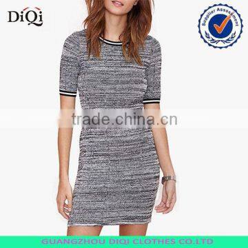 factory price elegant short sleeve ladies winter knitted tight dresses