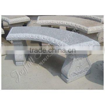 Hand-Carved Curved Garden Stone Bench