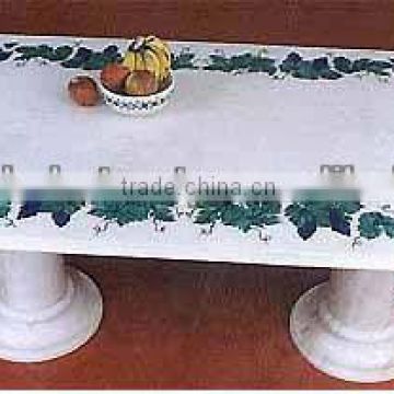 Oval Marble Stone Inlay Handcrafted Coffee Table Top