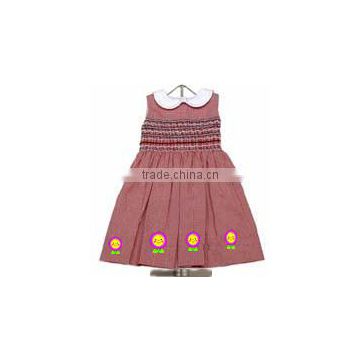 small girls sleeveless smocking dress with collar flowers factory wholesale children clothing girls
