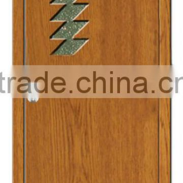 Cheap Interior MEF pvc coated wood door wooden doors with decorative inlay glass