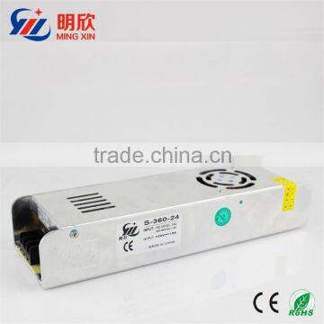 long 360w strip shape slim power supply 24v 15a led supply series