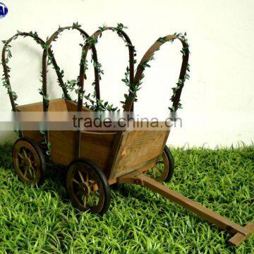 Mini wooden cart for flowers and plants