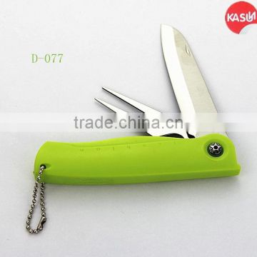 D-077 folding blade pocket knofe with fork multi function kitchen knife set