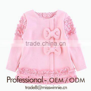 girls tops long sleeve pullover warm autumn/winter hoodies cute pink bowknots party dress style blouse for 2-12 years old girls