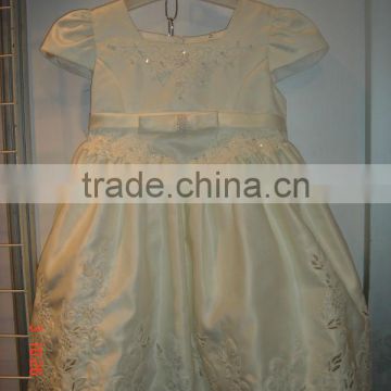 young girls short sleeve dress girl cream long lace dress