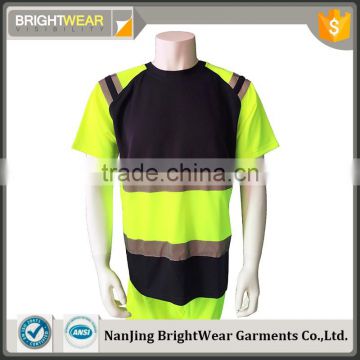 Contrast short sleeve reflective tape safety T-shirt