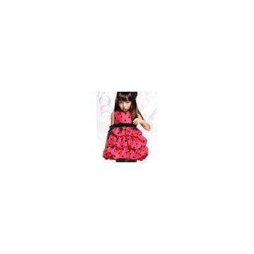 A053 Girls Kids Toddlers Princess Party Polka Dot Dress Cute layer skirt S2-7Y