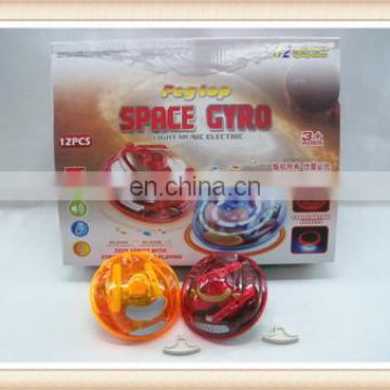 New product kids plastic flash musical space gyro spinning top toy peg top