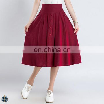 T-SK519 Guangzhou Factory Linen Customize Pattern Latest Skirt Design Pictures