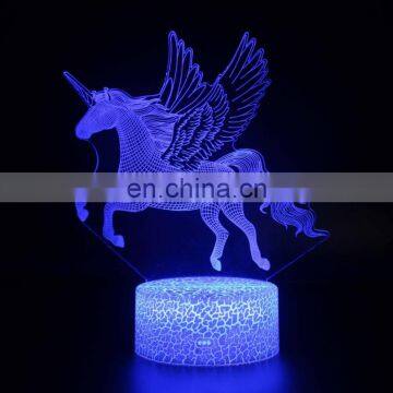 3D Night lamp Touch Remote Control Kid Usb Cable Led Unicorn Light