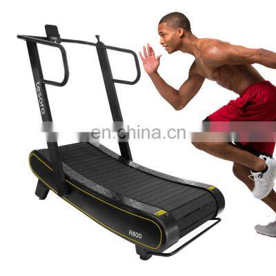 Manufacture fitness non-motorized running machine manual curved  treadmill self-generated gym running equipment