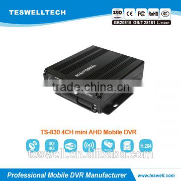 Teswell 4ch 3G GPS WIFI AHD 720P mobile dvr mini SD card mdvr streaming video mdvr
