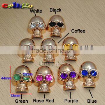 Plastic Charm Golden Plated Skull Colorful Eyes For Sewing Bags Shoes Fashion Garment Accessories #FLC123(Mix-s)
