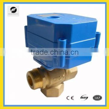 1/2'' 3/4'' 3-way electric brass ball valve motorized valve for automatic water control with manual override fan coil