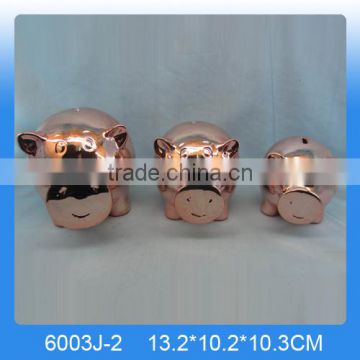 Lovely ceramic golden piggy bank,Golden ceramic piggy bank
