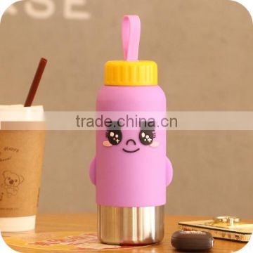 300ml factory price stainless steel and silicon children water bottle
