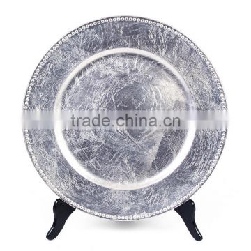 Wholesale Wedding Plastic Charger Plate/silver plastic charger plate/silver beaded clear glass charger plates