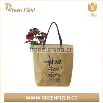 Brown washable papr bag custom printed reusable tote shopping bag