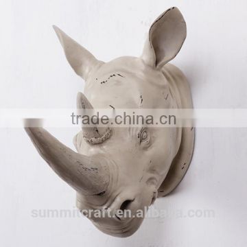 Resin modern wall animal head sculpture rhinoceros wall decoration