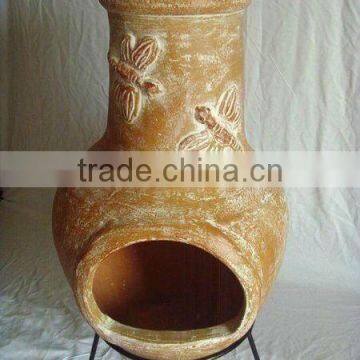 clay chimney with metal stand, fire shelf and lid,W11C002-2