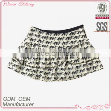 Pleates short ruffle print elegent high quality garment factory corset tutu skirt
