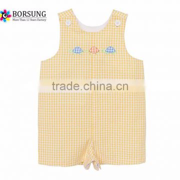 2017 New Design boys clothing Cotton Summer sleeveless fabric embroidery Baby Romper boutique newborn baby clothes