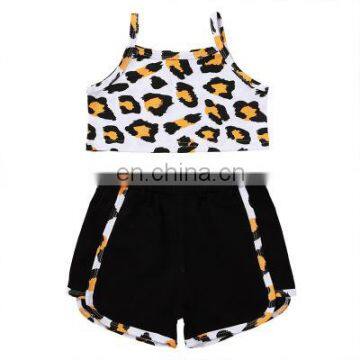 A0298# 2020 New Baby Girls 2 Pcs Set Leopard Tops +Shorts Summer Cotton Fashion Baby Clothes Suits