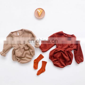 2020 autumn new baby sweater Korean version of all-match baby long-sleeved briefs two-piece baby romper