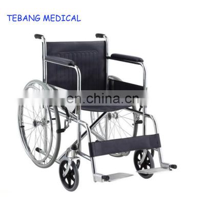 Standard steel frame Manual wheelchair with aluminum footrest