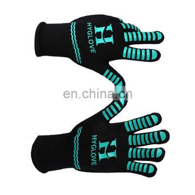 BBQ Gloves Long Sleeve for Extra Wrist Protection Heat Resistant -Flexible Oven Gloves Silicone Non-Slip Grilling Gloves