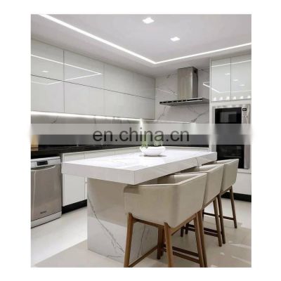 Home Furniture Custom Modern Ready To Assemble White Gray Glossy Kitchen Cabinets For Projects And Home-use